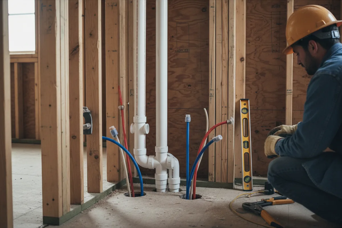 Drain and supply rough-in during Garbage Disposal Repair in Warbranch