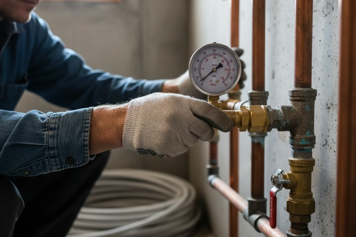 Pressure testing a repaired line during Water Line Repair in Warbranch